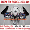 جسم OEM لـ Honda CBR 600 RR CC F5 600F5 03-04 Bodywork 143NO.19 CBR-600 CBR600 RR CBR600RR 03 04 CBR 600RR