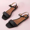 Duży rozmiar mejr de sandals sandalias kobiety stały kolor luzowy buty płaskie damskie buty lato moda prosta klamra pasek sandalsandals Andals 595
