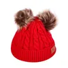 ビーニー/スカルキャップ女性のための温かいビーニーハットポンポン冬の帽子編みスカーフファッション屋外ハットビーニー/スカルELOB22