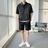 2 Peças Men Summer Roupas Marca casual Roupas de roupas de rua curtas Moda coreana de traje coreano 220708