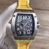 8 Stil En Kaliteli Saatler 38mm x 48mm RM67-01TI Ekstra düz iskelet 18K Gül Altın Safir Cam Şeffaf Mekanik Otomati297D