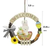 Epacket Ghirlanda di Pasqua per la decorazione della porta d'ingresso Coniglietto in legno Uova di Pasqua Ghirlanda Ciondolo a muro Decorazioni felici Coniglio295C206g2716893