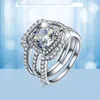 Bague en argent Sterling 925, bijoux classiques de luxe en diamant, ensemble de bagues d'anniversaire de mariage 3ct pour femmes, bijoux fins 2208167631799