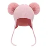 Automne Hiver Bébé Bonnet Chapeau Fluffy Mignon Fausse Fourrure Pom Cachemire Laine Cap Enfants En Plein Air Chaud Épais Double Couche Oreille Valve Beanie J220722