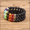 Kralen strengen 8 mm lava steen zeven chakra kralen streng armband DIY aromatherapie etherische olie diffuser armbanden voor Wome Baby DHFVR