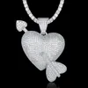 Hänghalsband 100% Micro Zircon Hip Hop Fabulous Heart Arrow Necklace For Men smycken Party Whole CZ Rapper Bling267G