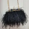 Shoulder Bags Women Famous Brands Handbag Ostrich Feather Clutch Luxury Feathers Designer Chain Evening Party BagsShoulder