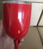 Bicchiere da vino rosso da 10 once Bicchieri da vino in acciaio inossidabile 304 Calici Calice in metallo isolato a doppia parete con coperchio Bicchieri durevoli Tazza termica per auto INS Colori multipli