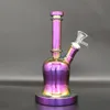 8,9 pollici Viola Vetro spesso metallico Bong Tabacco da fumo Pipa ad acqua Narghilè Becher Bubbler Tubi di fumo Bong Bottiglie Dab Rig