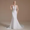Sexy Open Back Mermaid Wedding Dresses Halter Neck Sleeveless Long Train Bridal Gowns Sheer Lace Top Robe de mariage CPS1994 Fast DHL