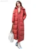 Cappotto di cotone spesso piumino Donna Coreano Parka lungo allentato con cappuccio 2022 Inverno New Fashion Rosso mattone Calore antivento Abbigliamento Feminina L220730