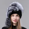 Berets Women's Winter Hat Real Fur Knitted Natural Mink Hats Female Flullfy Bomber With Balls Stylish Ladies Warm HatBerets BeretsBerets