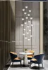 قلادة مصابيح حديثة بسيطة للدرج دوبلكس ثريا فيلا شقة الفندق لوبي خفيف مطعم شمالي الدرج الثريات