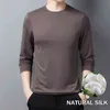 T-shirt in misto lyocell misto cotone morbido di seta comfort da uomo manica lunga marchio girocollo di alta qualità maglietta comoda top confortevole T220808