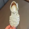 Girls Sandals 2021 New Kids Shoes Sandal Gladiator Style Closed Toe Children Sandals for Girls Baby Cut-outs Party Shoes E01104 G220418