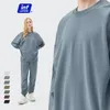 INFLATION Couple Matching Tracksuit Set Mens Grey Jogging Suits Spring Blank Oversized Sweatshirt Pants Unisex 220719