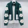 Women's Jackets 2022 Lamb Velvet Stitching Contrast Jacket Flower Decoration