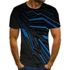 T-shirts décontractés pour hommes, hauts à carreaux 3D, manches courtes, mode d'été, chemises à col rond, Streetwear 220325