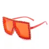 Femmes lunettes de soleil carré luxe acrylique strass surdimensionné coloré diamant cadre nuances grandes lunettes de soleil en gros 9 couleurs