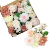 Couronnes de fleurs décoratives boîte-cadeau de fleurs artificielles avec arrangement de feuilles boîtes florales pour bricolage Bouquets de mariage décor de douche nuptiale