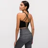 L-9095 Solid Color Cross Thin Straps Yoga Tank Top Classic Sports Bra Women Fitness Vest Small Sling Training Clothes With Removable Cups Sexy Underwear