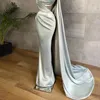 Sparkly Arapça Adaçayı Saten Mermaid Abiye Kristaller Sapanlar Pleats Sweep Tren Boncuklu Balo Parti Abiye Uzun Wrap Cape Aso Ebi Robe de Soiree