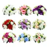 Dekoratif Çiçek Çelenkler 26cm Yapay Gül Top Düzenlemesi Buket Yolu Kurşun Dekorasyon Merkez Parçası Düğün için Imulation Çiçeği
