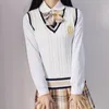 Kläderuppsättningar S-5XL Spring Autumn Embrodery Stripes Sticked Vests Women Casual Pullovers V Neck Sweaters JK School Uniform Student Clothesc