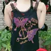 Fashion Women's padded Gemstones Camisole Femme Lady Shiny Bling Camis Women Rhainstones Butterfly Tanks Tops 220316