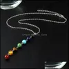 Style simple 7 Chakra Mticolor Pierre Naturelle Perles Pendentif Collier Longue Chaîne Pour Les Femmes Charme Collier Collares Yoga Bijoux Yfa2961 Drop De