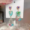 Chandelier de luxe coréen Butterfly de luxe coréen Boucles d'oreilles en cristal colorées pour femmes filles exagérées Pendientes Party JewelryDangl