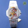 Роскошные мужские/женские унисекс-бриллианты часы Bling Iced Out Bezel продолговатые серебро/золотые наручные часы Автоматические аналоговые часы