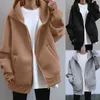 여자 후드 땀 셔츠 플러스 크기 여성 스웨트 셔츠 지퍼 가을 패션 캐주얼 검은 후드 롱 슬리브 코트 헐렁한 재킷 여자