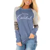 T-shirt Femme Arrivée pour les femmes Léopard Faith Imprimer Cou Manches Longues Manches Raglan Tops