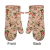 Oven mitt 17x32cm red flower heat-resistant gloves thickness High end cotton products