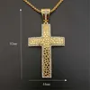 Kolye Kolyeler Hip Hop Ağır Büyük Büyük Çapraz Kolye Noel Hediye Altın Renk Paslanmaz Çelik Buzlu CZ Bling Christian Jewelrypendan