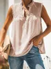 Blouses Femmes Chemises Été Cool Glace Soie Top À Volants Sans Manches Chemise Blanche Femmes Chic Solide Bouton Blouse Plus Taille Bottoming Lâche Shi