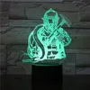Nachtlichten Brandweerman 3D LED Modellering USB Creative Firefighter Table Lamp Home Decor 7 Kleuren Verandering Slaapverlichting Geschenken 2681 Night