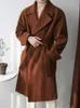 Men's Trench Coats IEFB Long Coats Men's Tweed Jacket Autumn And Winter Thickened Bleted Woolen Coat Single Breasted Oversized 9D1536 220826