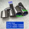 2PCS Car Carbon Fiber Glossy Muffler Pipe H Shape Double Exit Exhaust Tip Muffler Oval Nozzle Decoration Universal Stainless Black