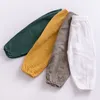 Linen Pleated Baby Boys Girls Pants Summer Cotton Straight Long Kids Clothes Children Casual Trousers Breathable 220808