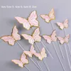 Outras festas de festas abastecem 10pcs roxo rosa Butterfly Cake Decoration Feliz aniversário Topper Handmade pintado para casamento no bebê