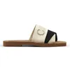 TopFashion Designer Platform Sandaler Kvinnor Sliders White Black Pink Beige Olive Denim Linen Slippers Flat Slides Lady Low Heels Sandale Beach Shoes