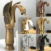 Bathroom Sink Faucets Brass Archaistic Swan Faucet Wash Basin Tap And Cold Water Cabinet Gold Retro MixerBathroom