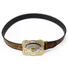 Ceintures grande boucle en alliage, ceinture en cuir de cheval doré, Cowboy loisirs pour hommes, motif Floral, accessoires en jean, Fashion7185247