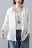 Literary Cotton Linen Hooded Jacket Women's Summer Loose Leisure Thin Sunscreen Shirt Versatile Long Sleeved Cardigan Top 220815