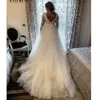Nowa suknia ślubna syreny z odłączonym pociągiem 2022 African V Neck Lace Country Wedding Suknie plus wielkość długiego rękawu Bohemian Bridal Saata de Mariee