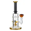 10 pulgadas Bong de vidrio Tubo recto Hookahs Oil Dab Rigs Cabezal de ducha Perc Tubos de agua gruesos Bong con tazón hembra de 14 mm