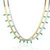 Chokers ZMFashion Colorful Zircon Charms Crystal Necklace For Women Stainless Steel Chain Emerald Charm Party Fine Jewelry GiftChokers Sidn2