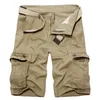 Summer Mens knee Length Cotton Army Cargo Shorts Men Casual multi pocket loose shorts Bermuda Trousers drop 220722